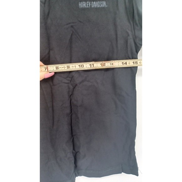 Harley Davidson T-Shirt Women’s Small Black Long Sleeve V-Neck Biker Cool Light - Picture 7 of 7